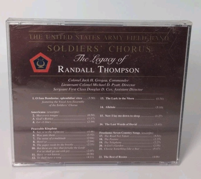 United States Army Field Band Soldier’s Chorus-Legacy Randall Thompson CD New