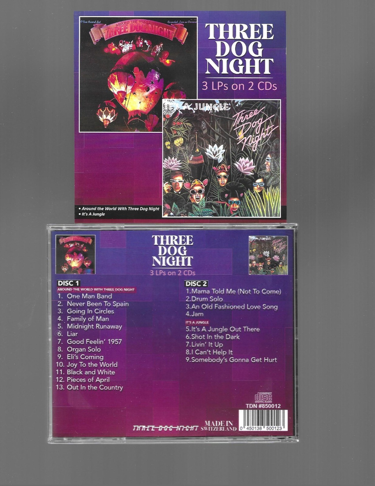 THREE DOG NIGHT-AROUND THE WORLD LIVE/IT’S A JUNGLE 3 LPS ON 2 CDS