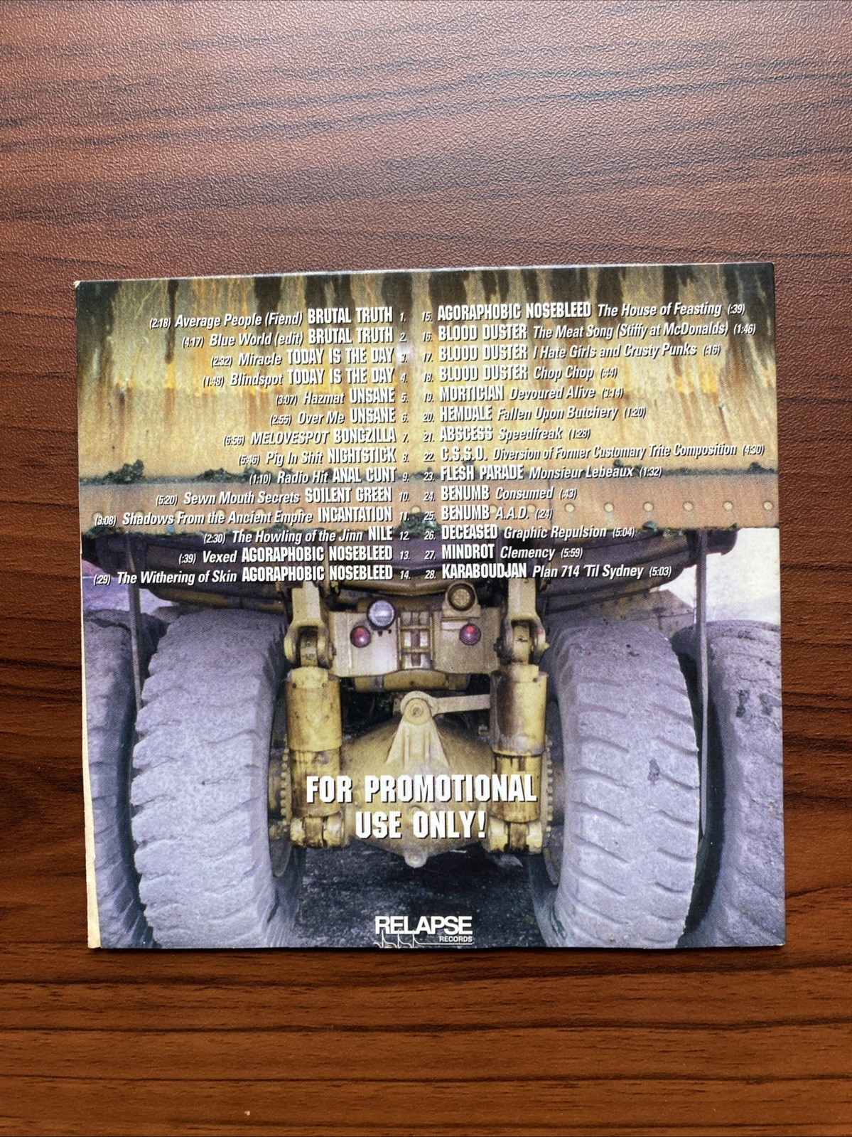 Relapse Records-Solid-Promotional CD, 28 Tracks, 20 Bands. Soilent Green Etc…