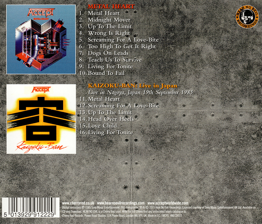 Accept ~ Metal Heartn / Kaizoku-Ban – Live in Japan CD 1985, 2013 HNE •• NEW ••