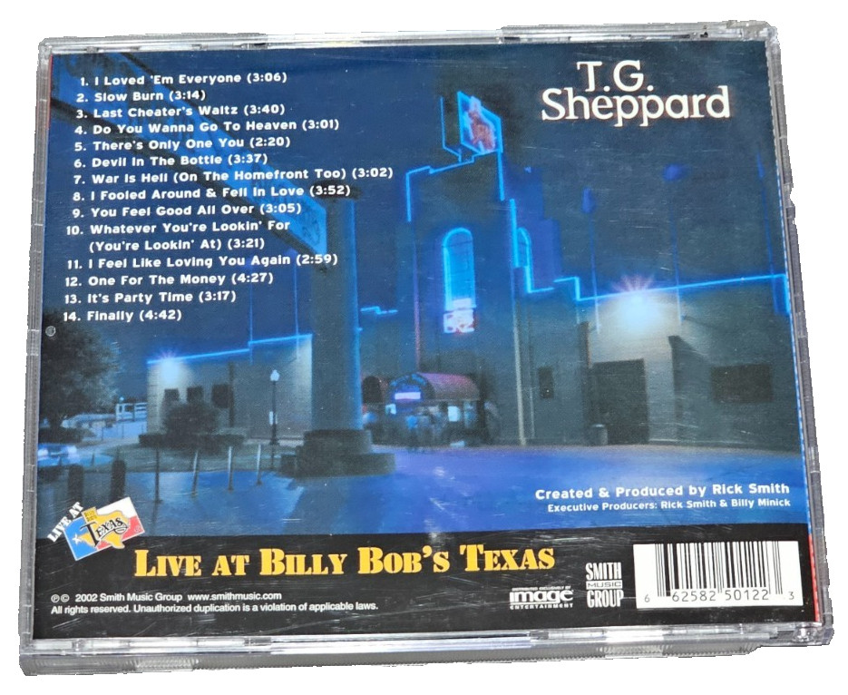 T. G. Sheppard – Live at Billy Bob’s Texas – (2002 Smith Music Group) – Used CD