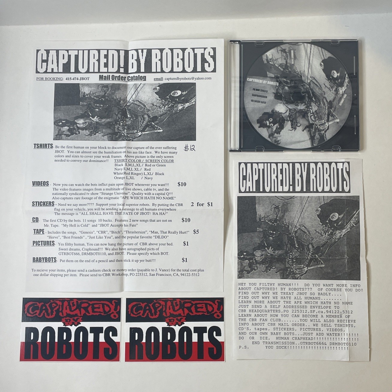 Captured! By Robots 1998 Self Titled CD & Extras Obscure Robot Rock/Metal Rare
