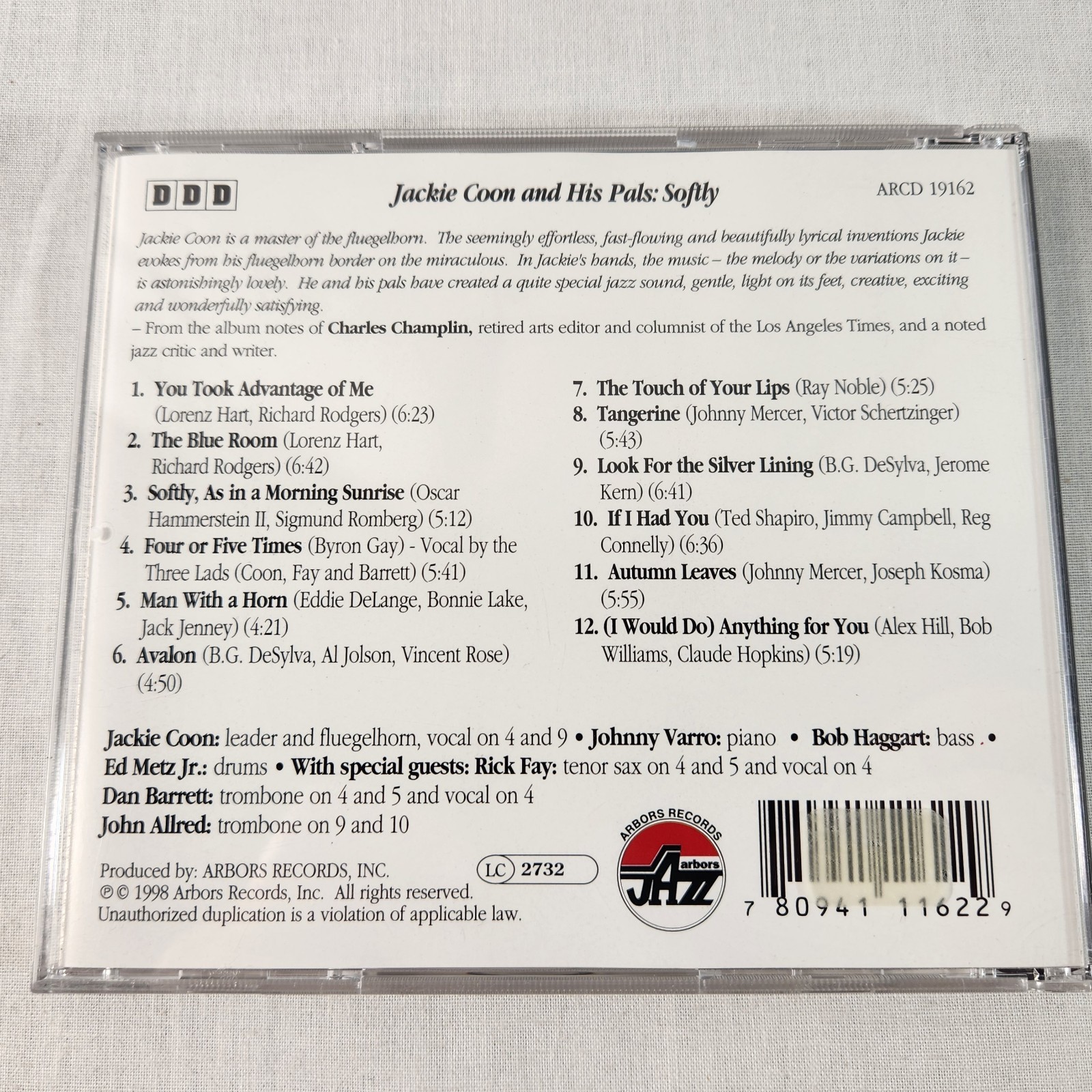 JACKIE COON And His Pals SOFTLY (CD 1998) Swing TRUMPET Jazz NEAR MINT FREE Ship