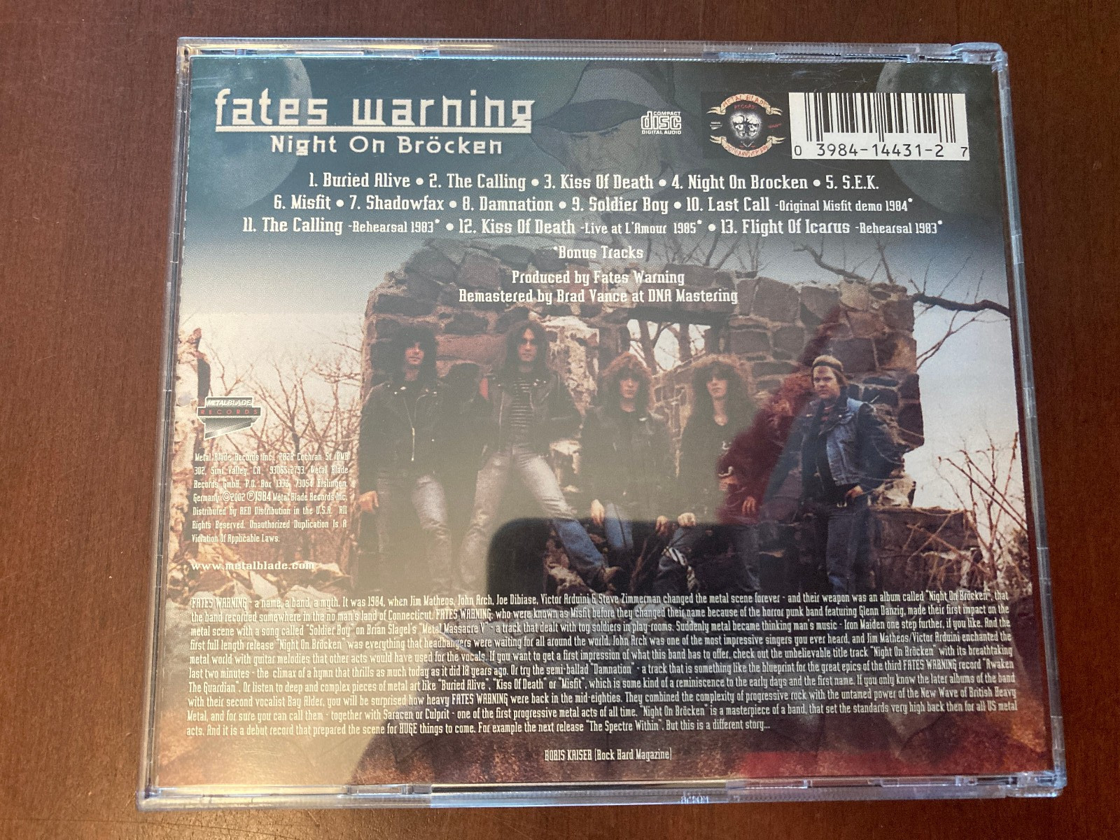 Fates Warning Night On Brocken CD Metal Blade Records John Arch Jim Matheos