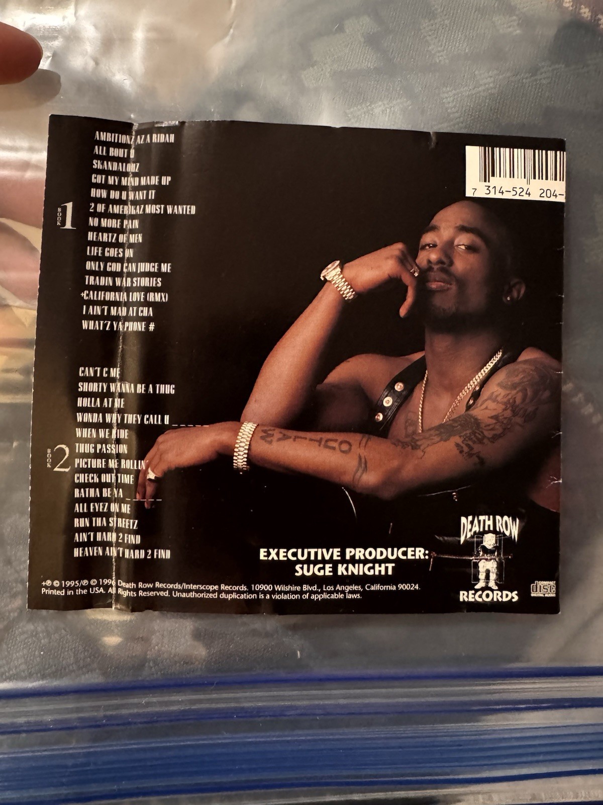 Original 1996 2Pac All Eyez On Me CD Booklet Insert Death Row Records Only