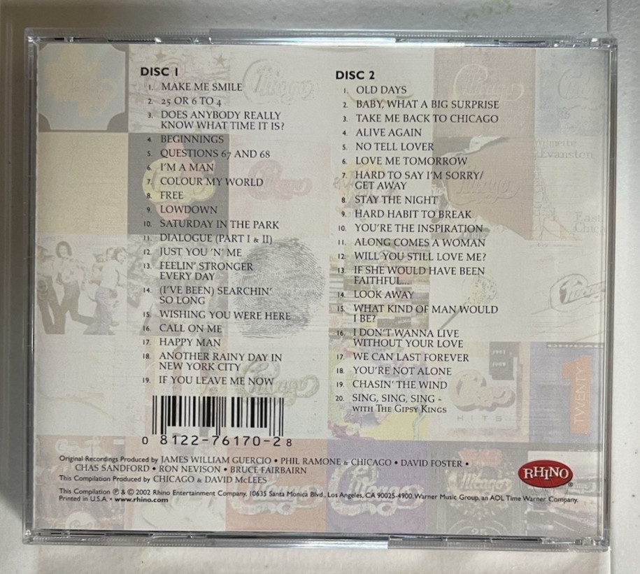 Chicago – The Very Best Of: Only The Beginning CD – 2003 Rhino Records R2 76170