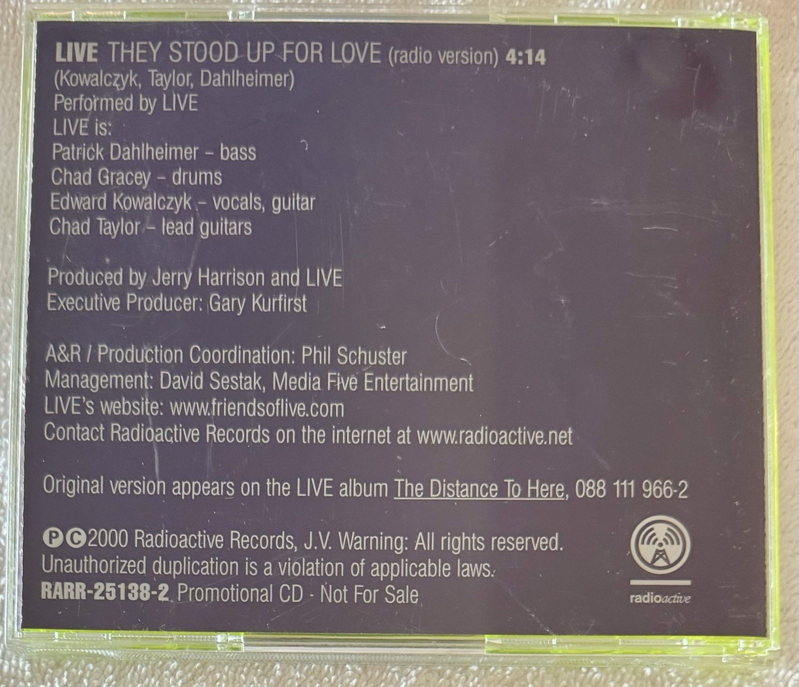 Live, They Stood Up For Love, Single, Promo, CD, 2000
