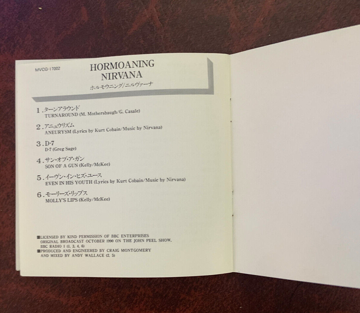 NIRVANA – HORMOANING CD genuine original Japanese release Ex cond