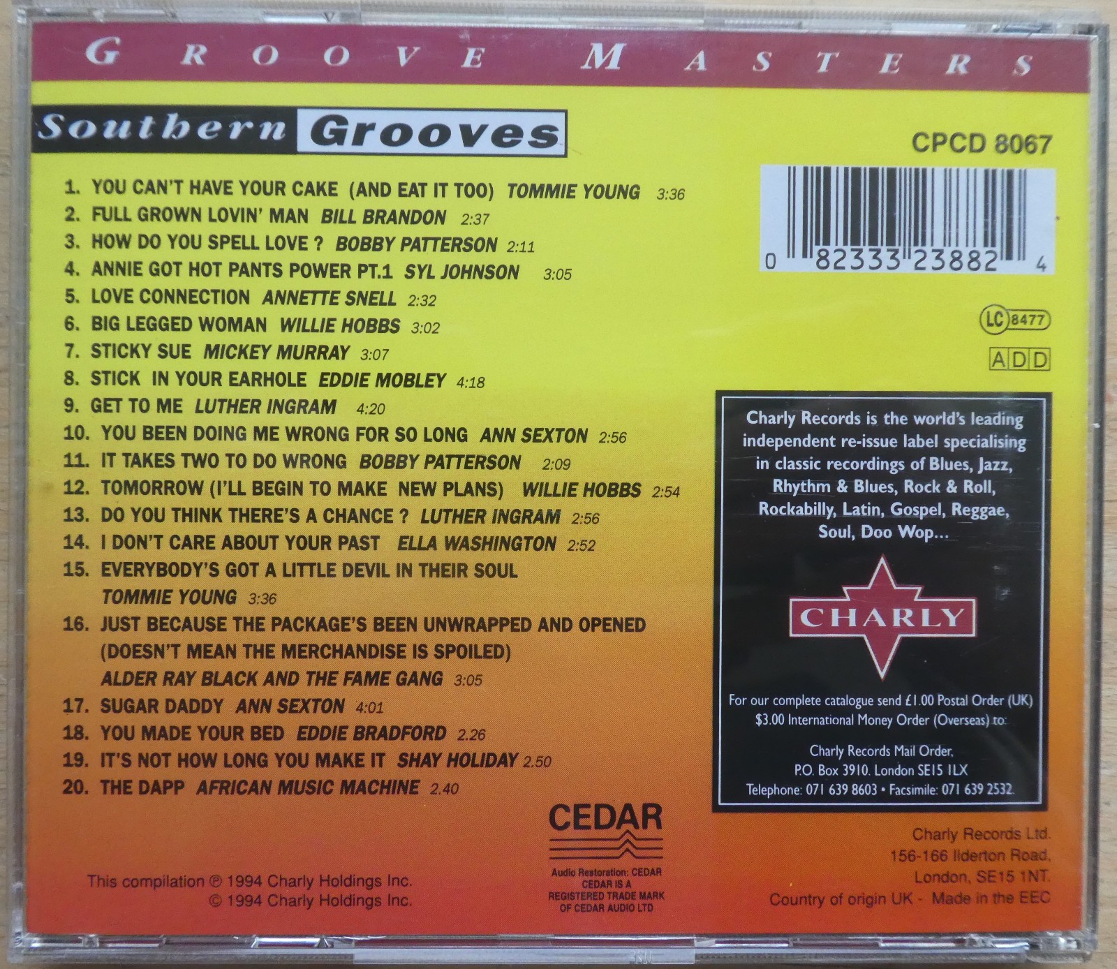 VARIOUS – SOUTHERN GROOVES – UK CHARLY (1994) SYL JOHNSON, LUTHER INGRAM++ NM
