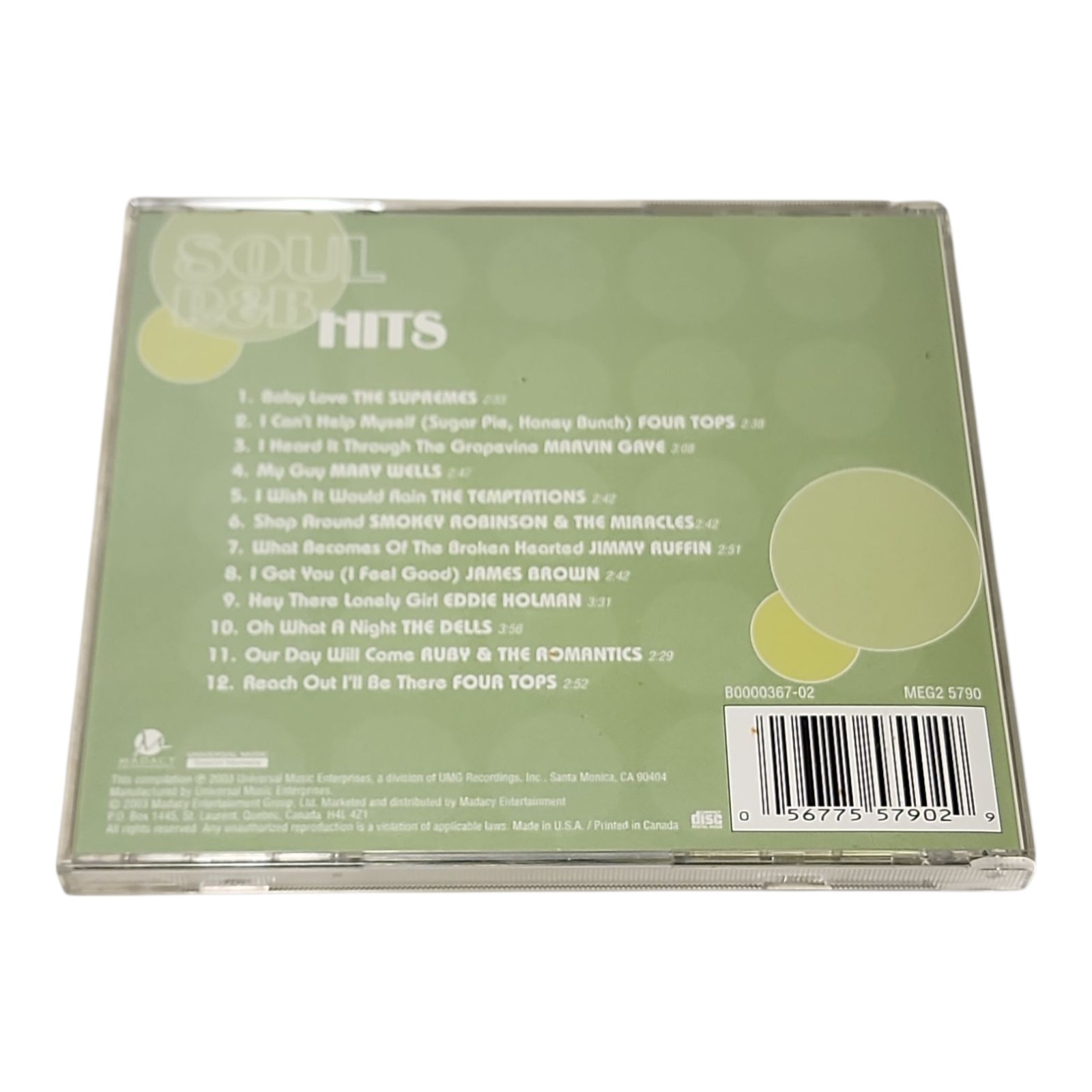 Soul R&B Hits CD Various Artists Hits James Brown, Four Tops, Supremes 2003