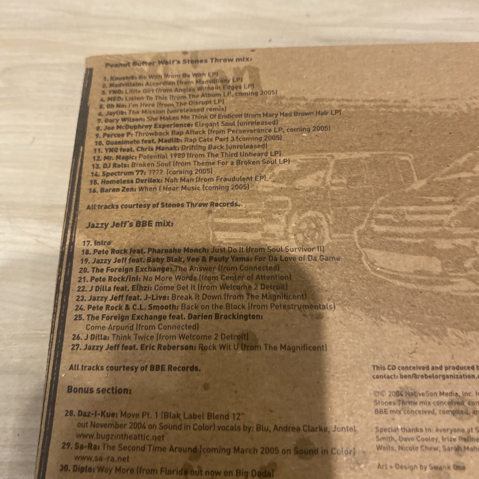 Scion CD Sampler V.10 The Indie Labels Peanut Butter Wolf DJ Jazzy Jeff CD