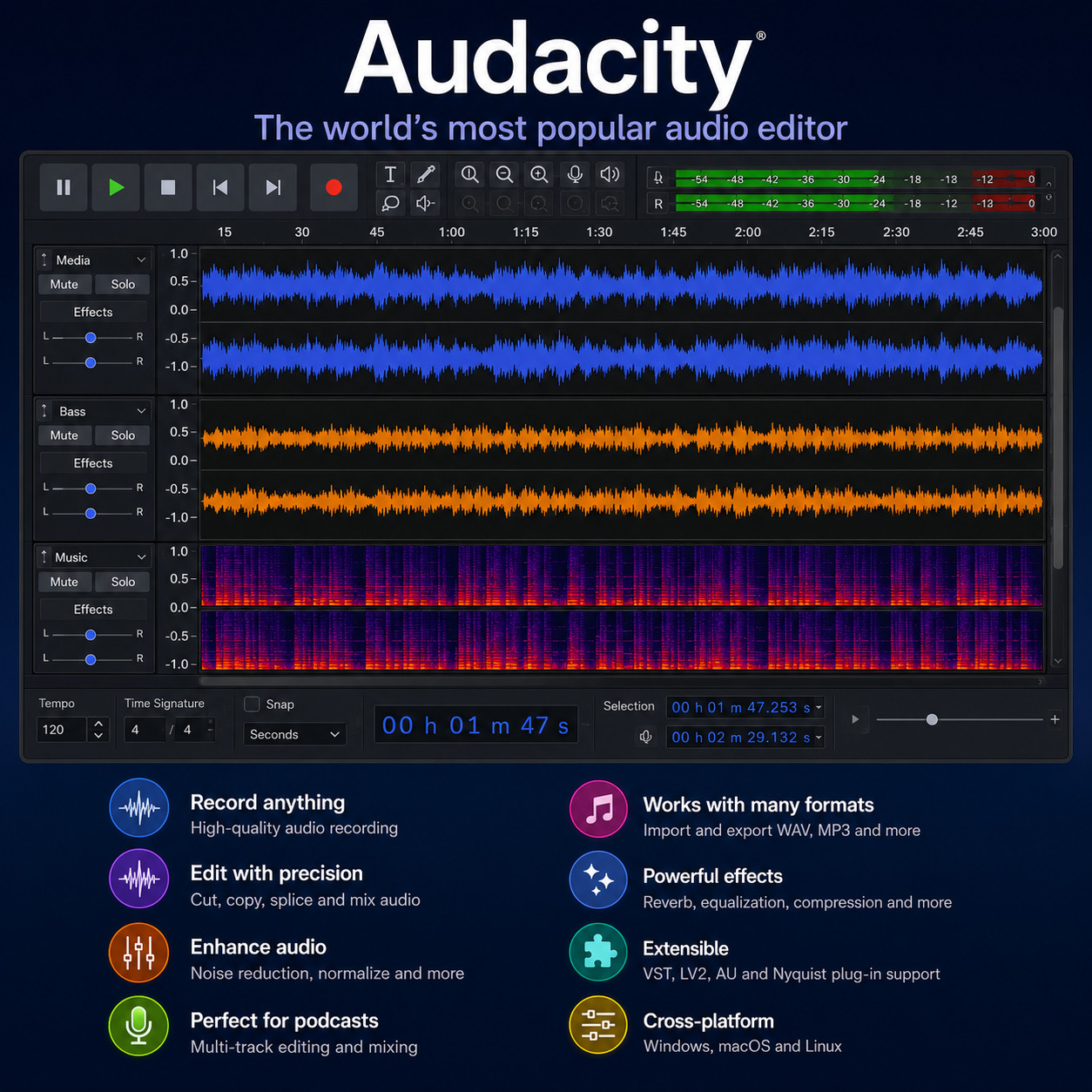 Audacity 2026 Software Professional Audio Music Editing Recording ~ MAC os ~ CD