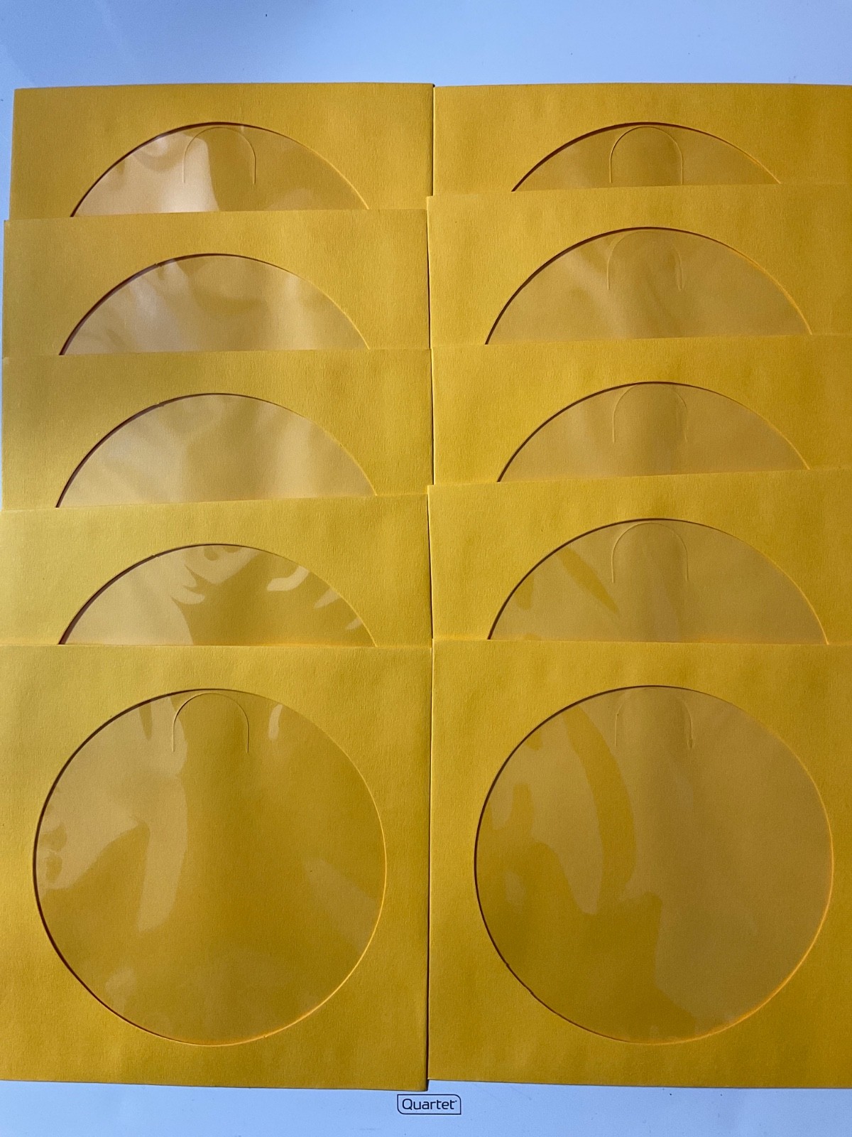 10 Yellow Count CD DVD Disc Paper Sleeves Envelope Window Flap 100g SHIPS FREE!!