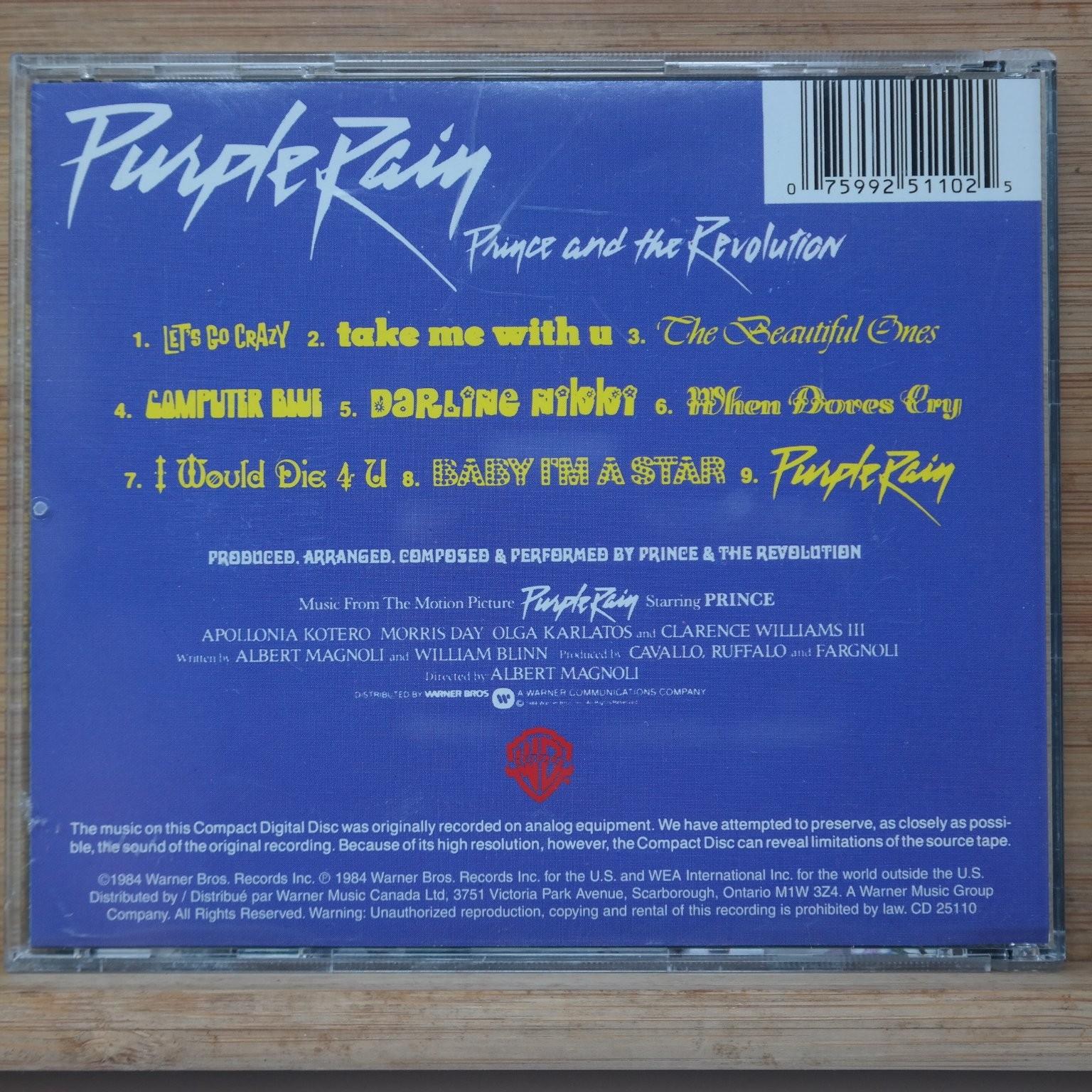 Prince – Purple Rain CD 1984 Warner Bros. Records Pop Rock Funk Soundtrack