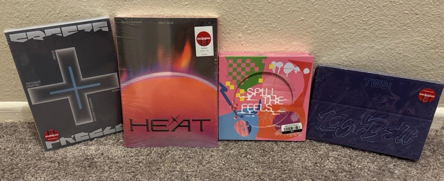 K -pop Bundle Lot Of 4 Sealed Brand New CD/book& photo Card Sets.