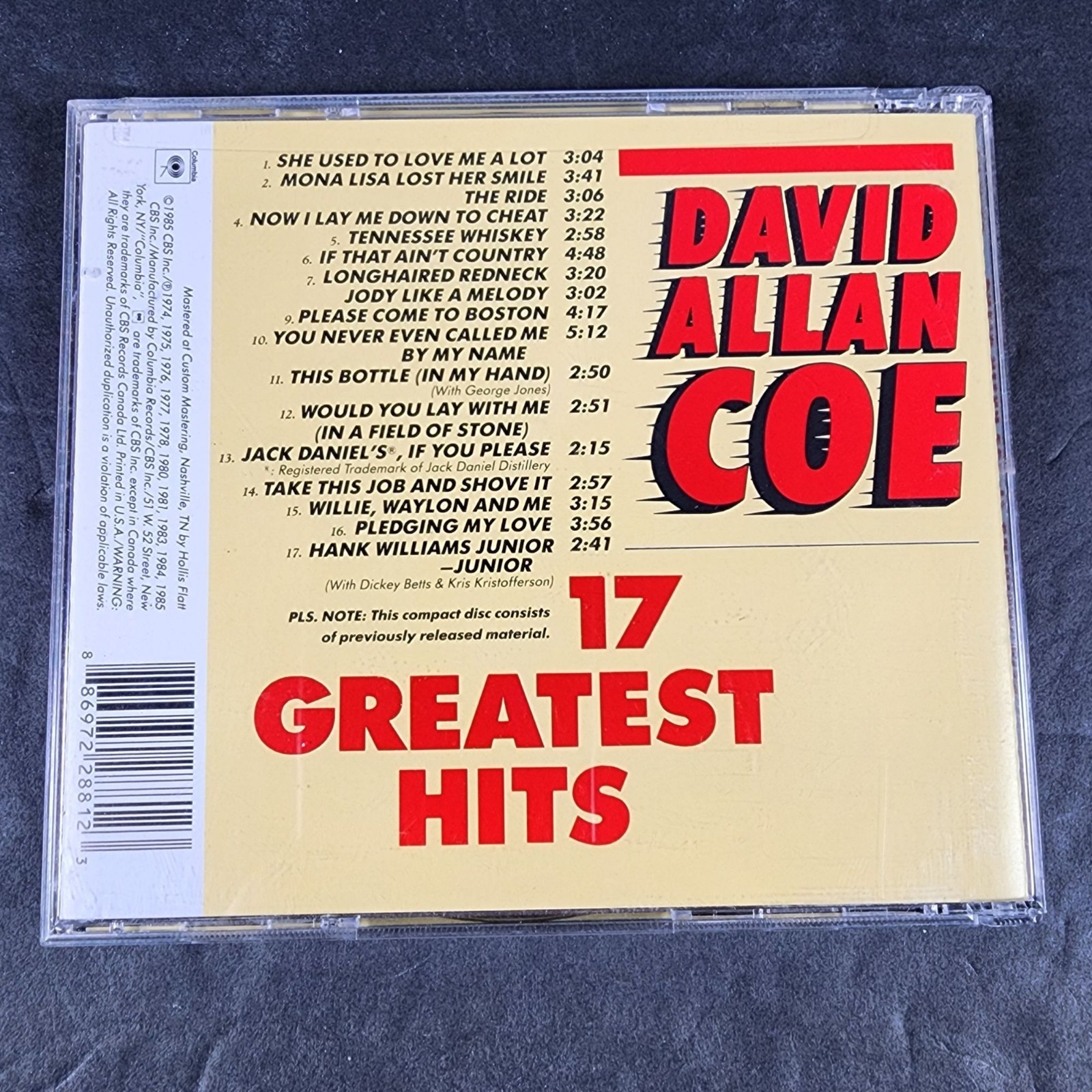 David Allan Coe 17 Greatest Hits CD Sealed Sony Music