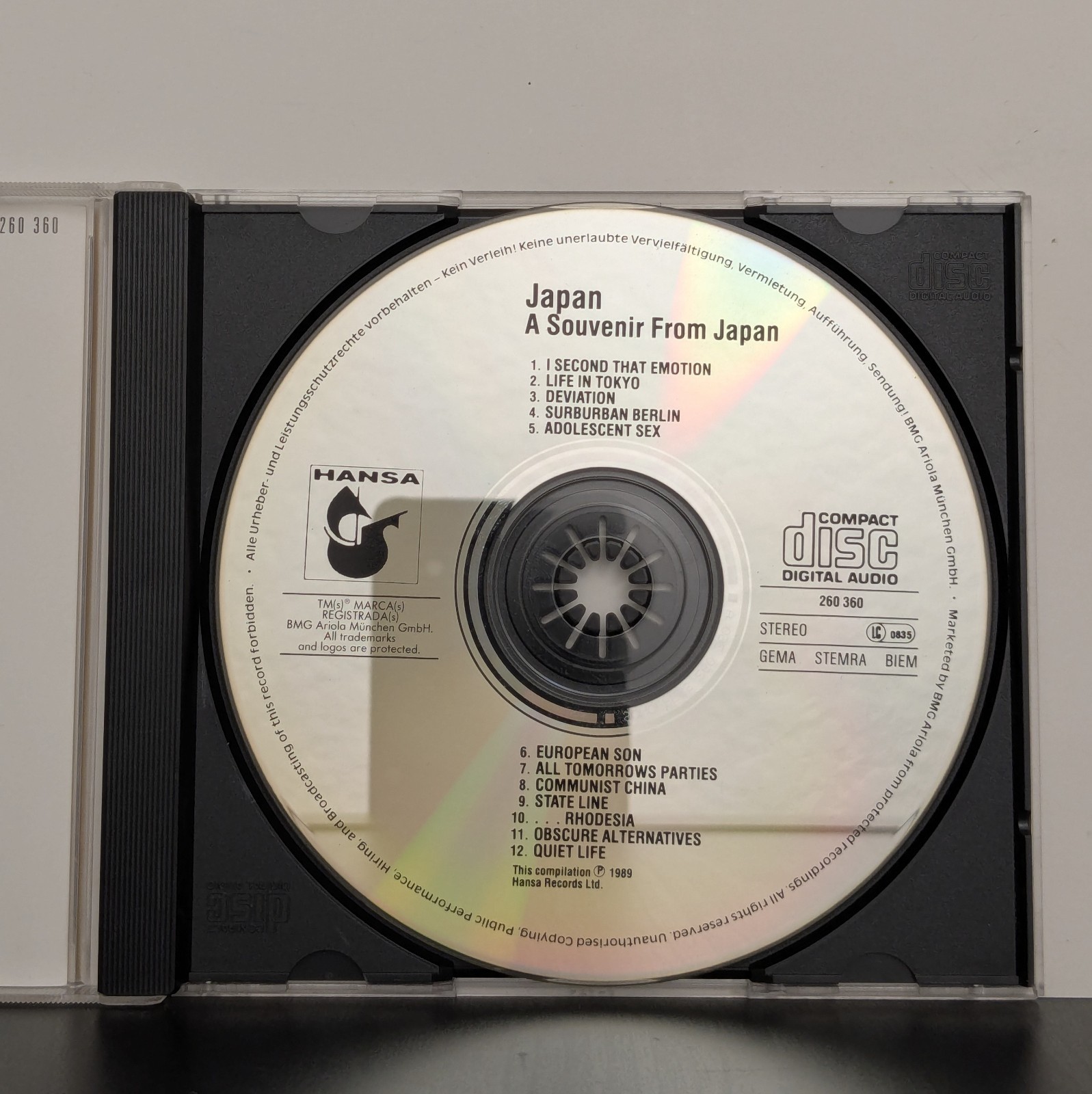 Japan Souvenir From Japan 1989 UK CD Hansa BMG 260 360