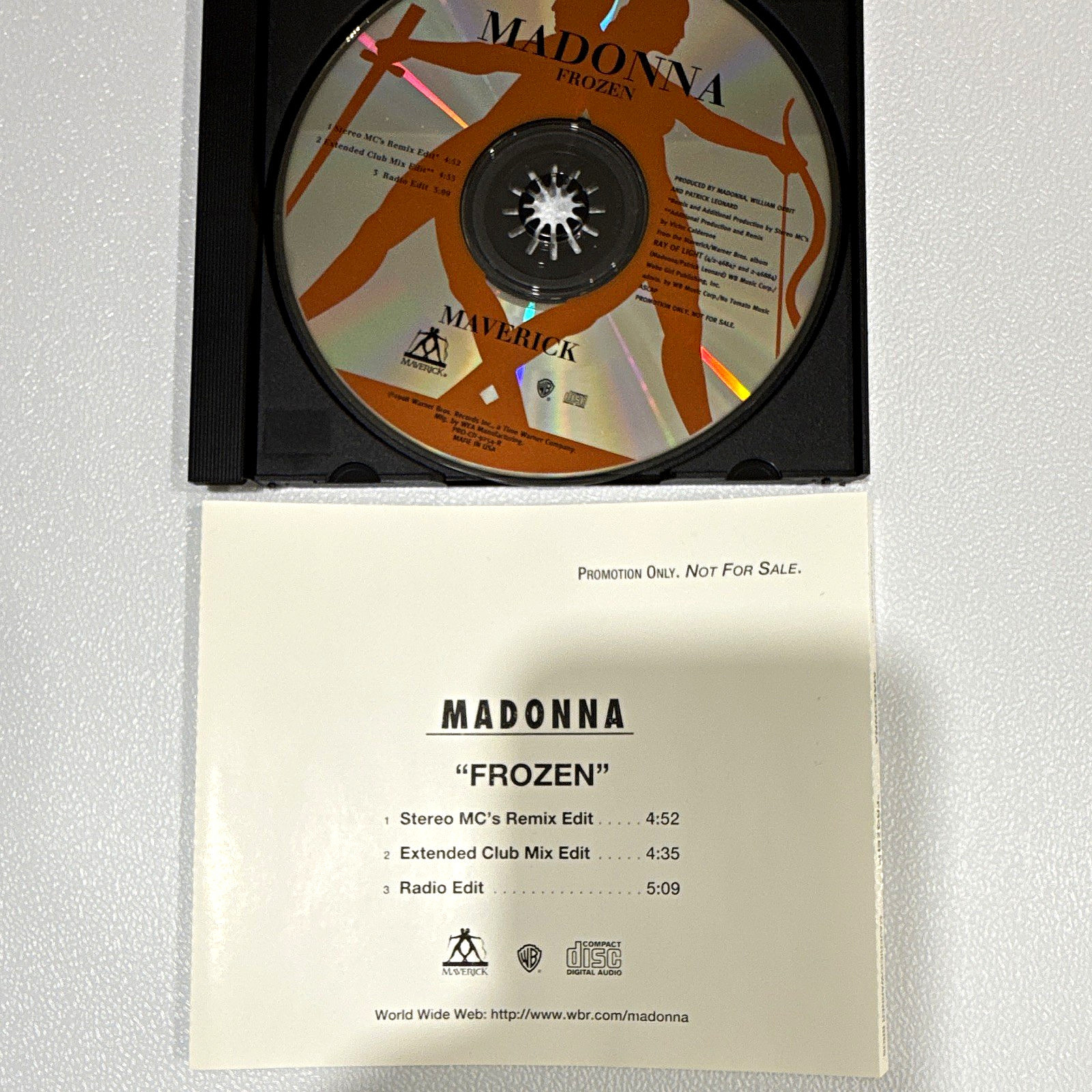 MADONNA “Frozen” PROMO CD Single Maverick 1998 w/ Remix Edits for Collectors
