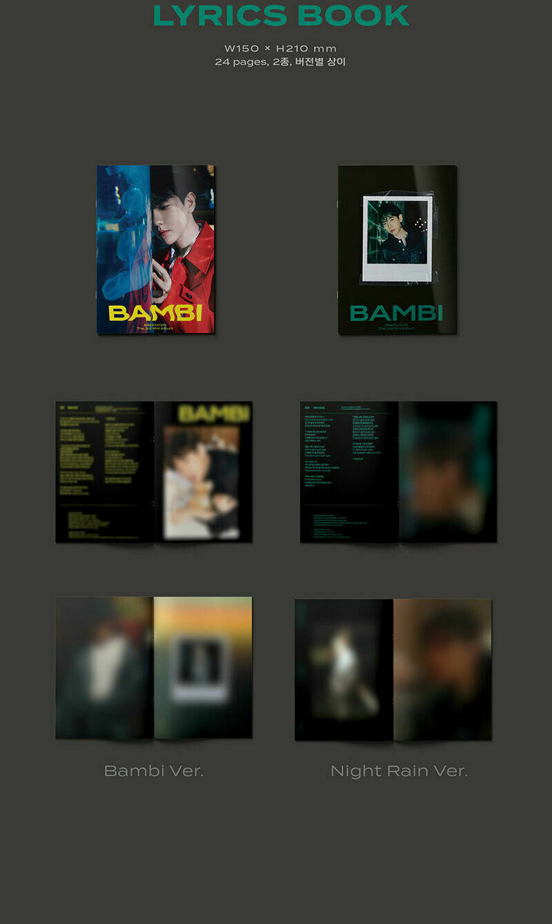 EXO BAEKHYUN BAMBI 3rd Mini Album PHOTO BOOK BAMBI CD+Book+3 Card+F.Poster+etc