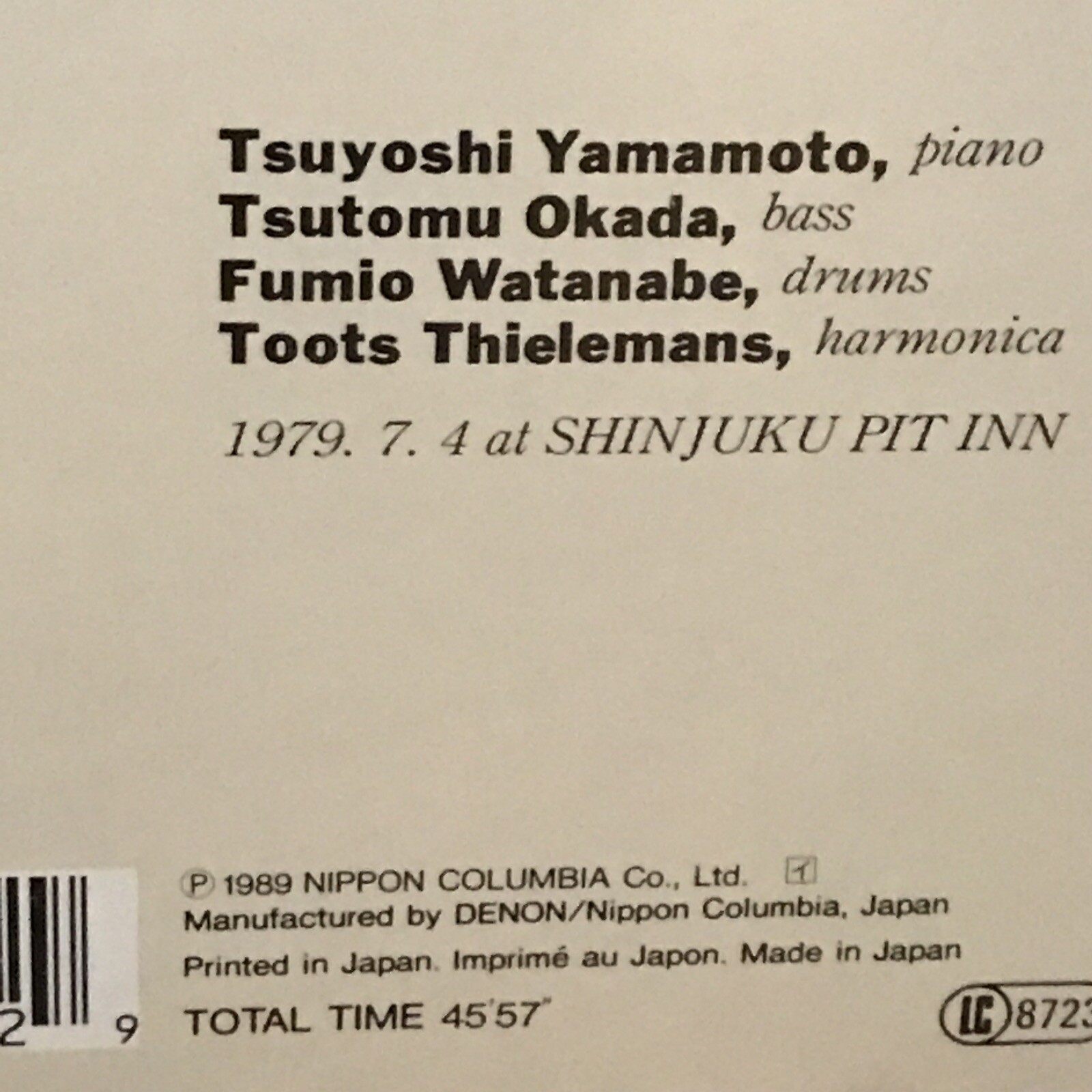 Rare 2 toots thielemans cd’s – 1955 – 1978 (2003 CAN) & In tokyo (Japan 1989)