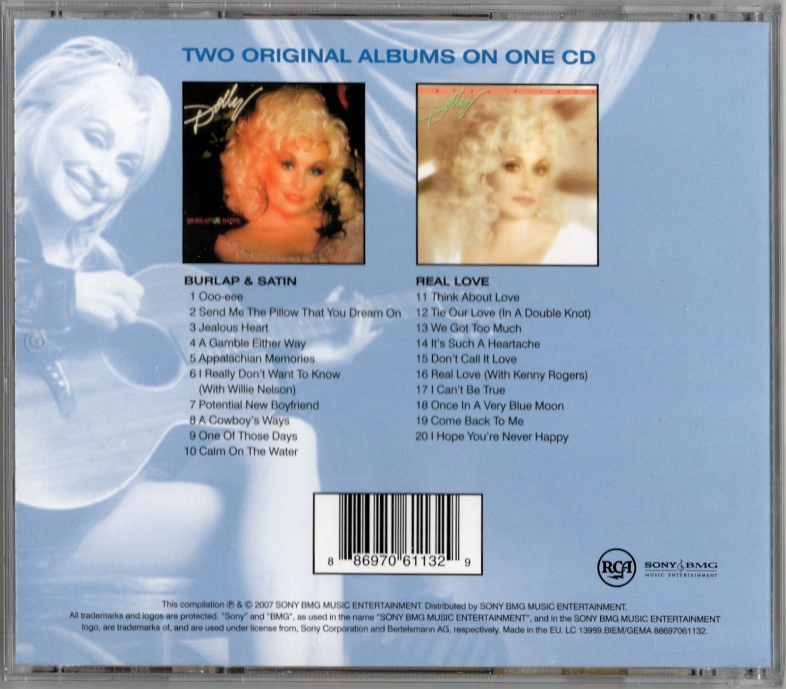 DOLLY PARTON Burlap & Satin / Real Love 2 ALBUMS ON 1 CD Kenny Rogers 0302