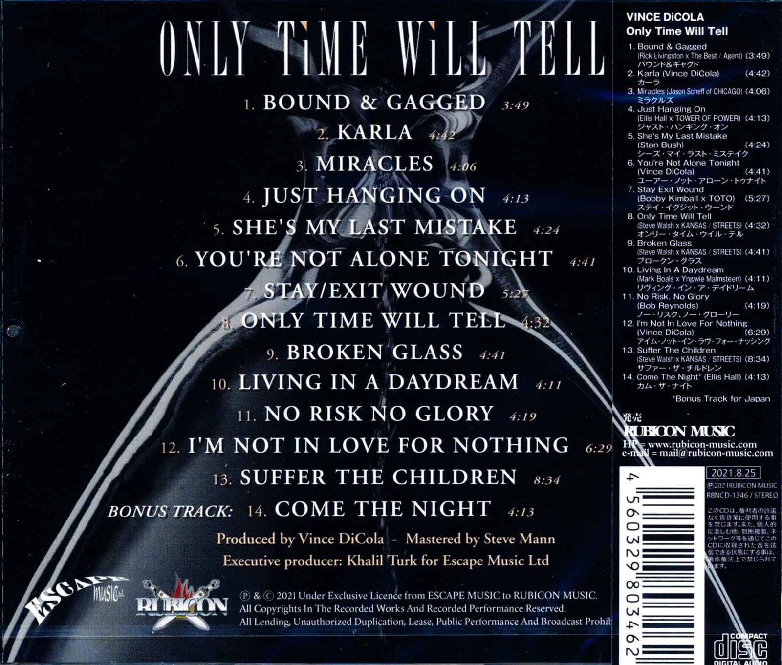 CD New VINCE DICOLA Only Time Will Tell +1 Toto Kansas Chicago Stan Bush AOR