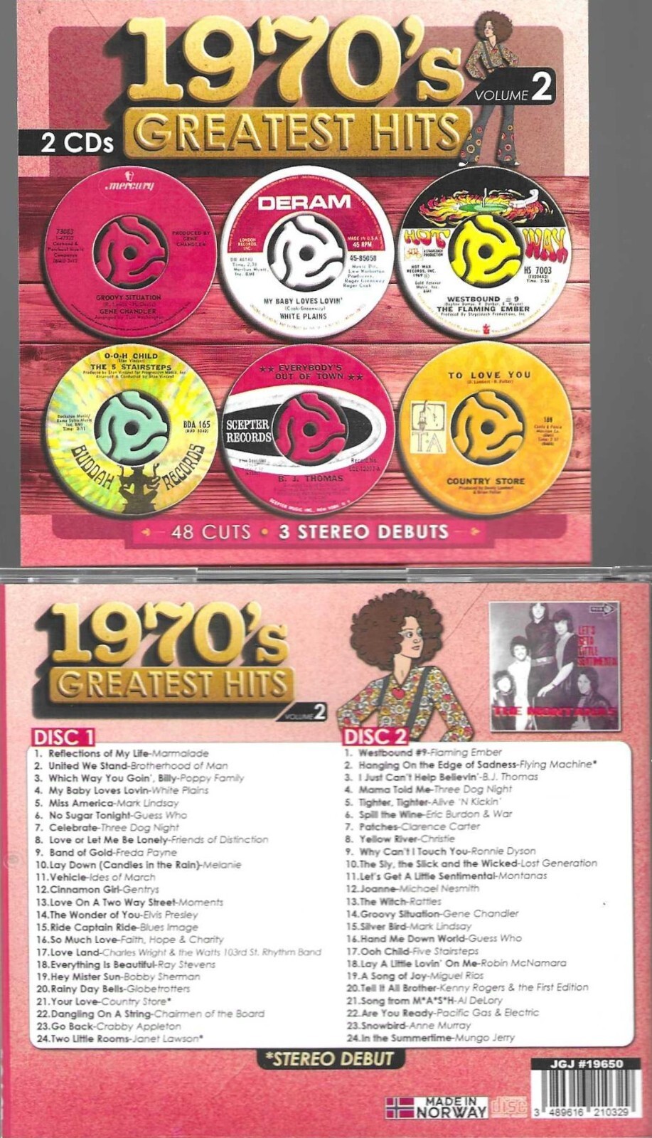 1970’s GREATEST HITS, VOL. 2-2 CDS-48 CUTS-3 STEREO DEBUTS-NEW IMPORT