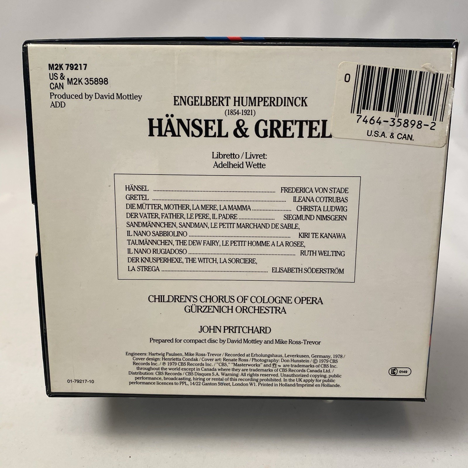 Hansel & Gretel Humperdinck 2CD 2009 Children’s Chorus Cologne Opera Orchestra