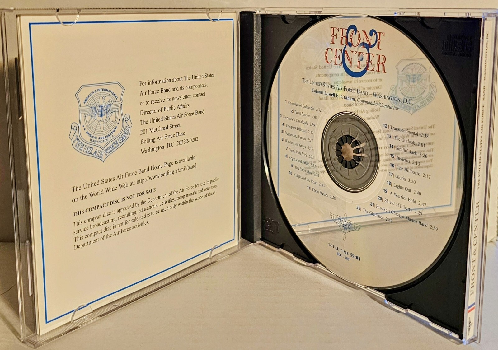 United States Air Force Band : Front & Center CD NICE !