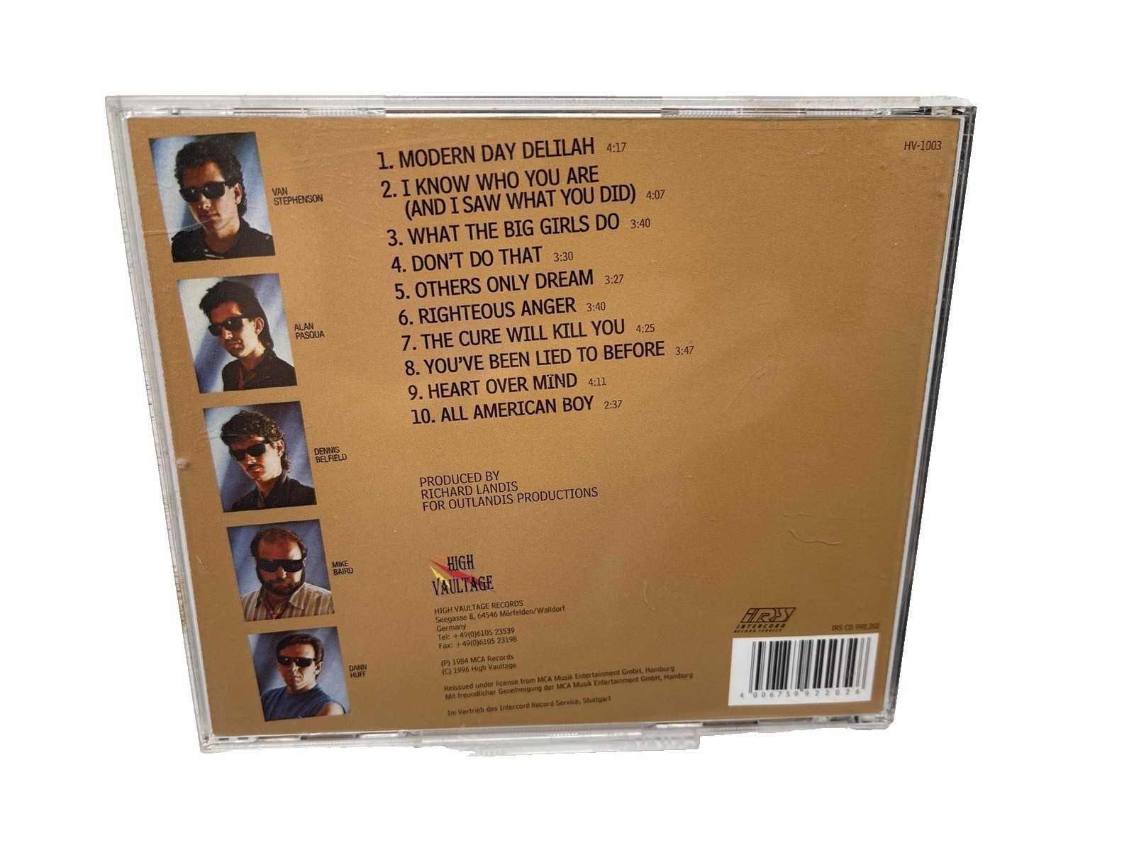 Righteous Anger by Van Stephenson (Cd, 1984, 1996, High Vaultage) HV-1003 OOP