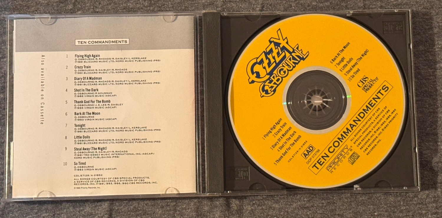 Ozzy Osbourne – Ten Commandments CD 1990 Limited Edition Heavy Metal