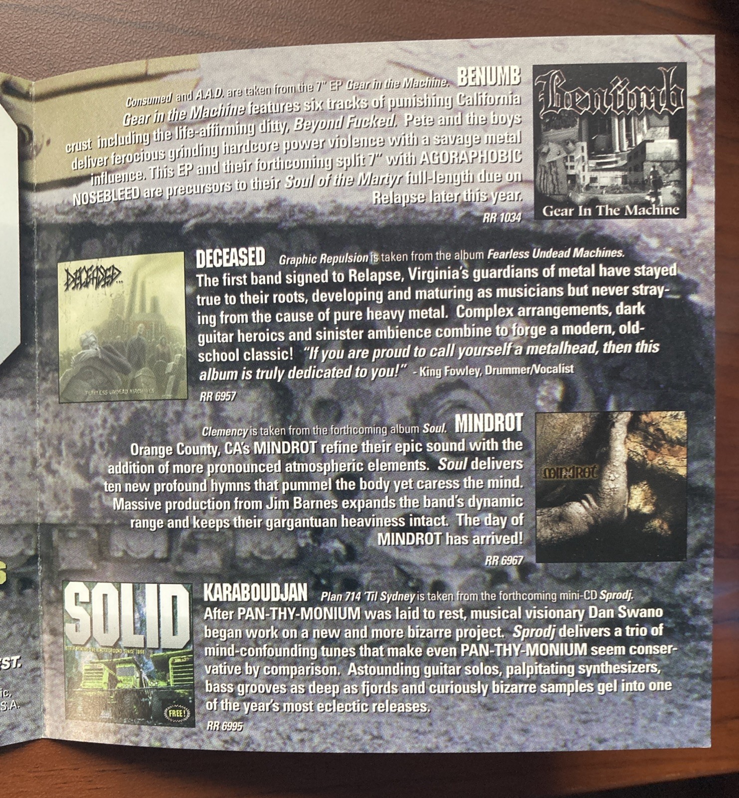 Relapse Records-Solid-Promotional CD, 28 Tracks, 20 Bands. Soilent Green Etc…