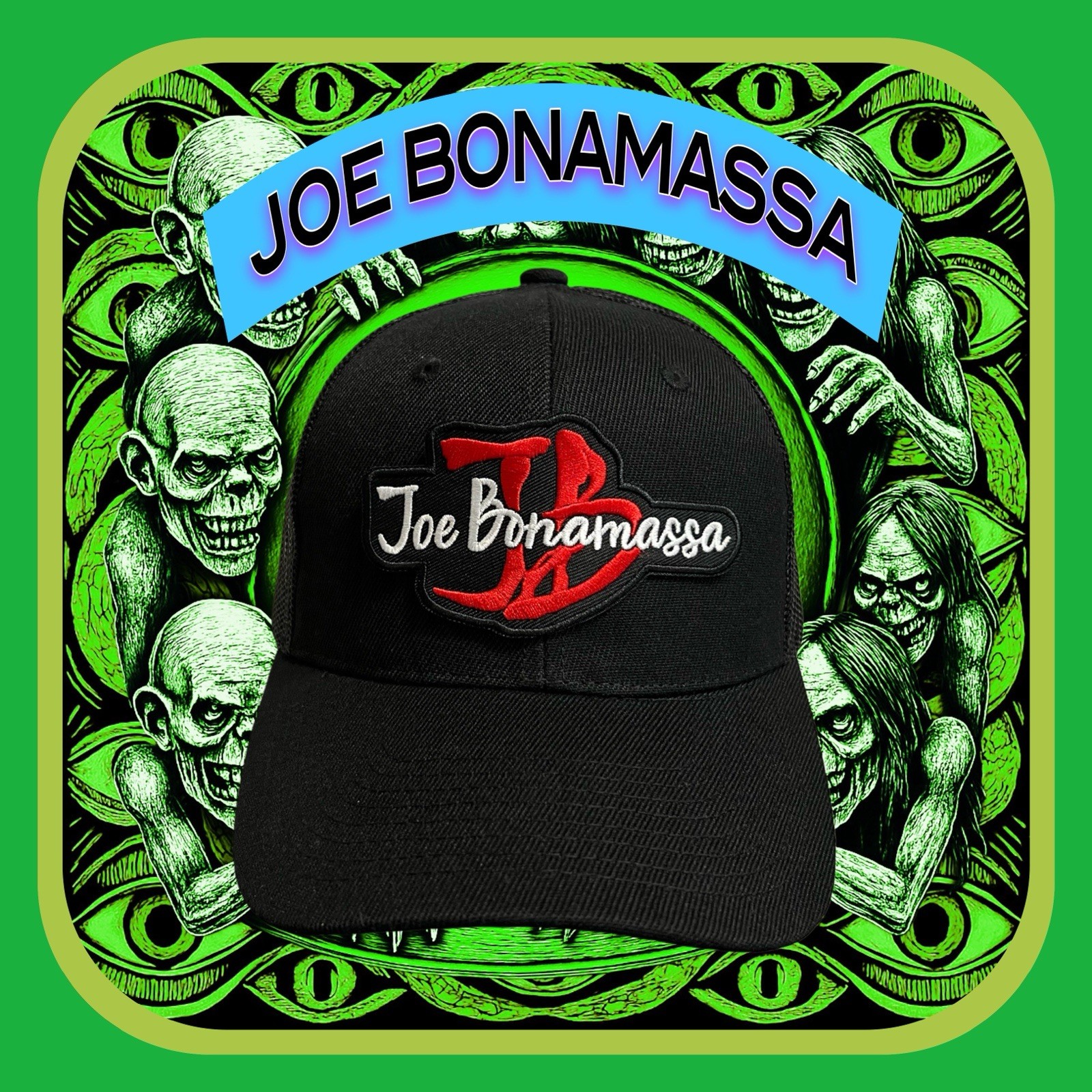 JOE BONAMASSA 🇺🇸 PATCHED REGULAR TRUCKER HAT 🇬🇧 BLACK 🇯🇵