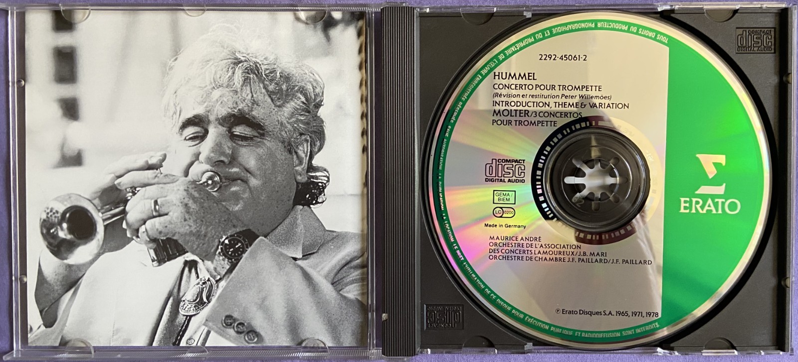 Hummel/Molter: Trumpet Concertos – Maurice Andre CD 1992 Erato
