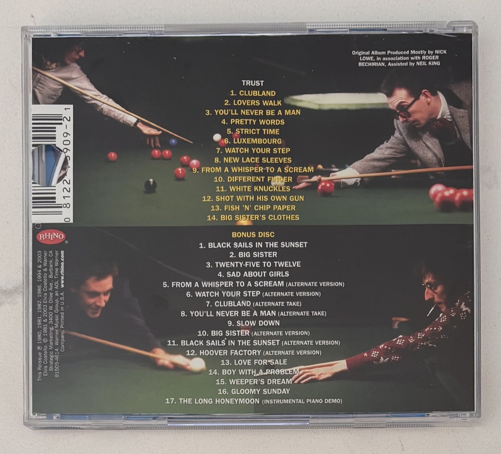 ELVIS COSTELLO & THE ATRACTIONS – Trust PROMO CD (w/ Bonus Disc) / 2003 US Rhino