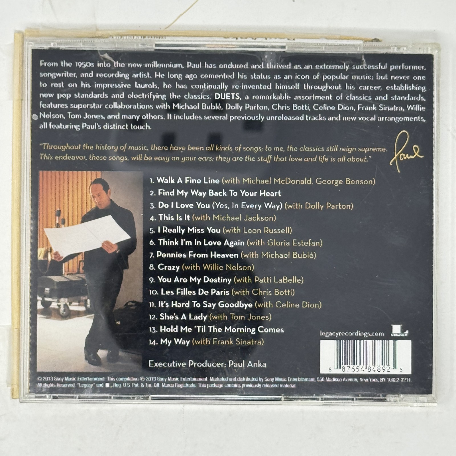 Paul Anka – Duets CD Album 2013 Sony Music Legacy Recordings Pop Vocal Standards