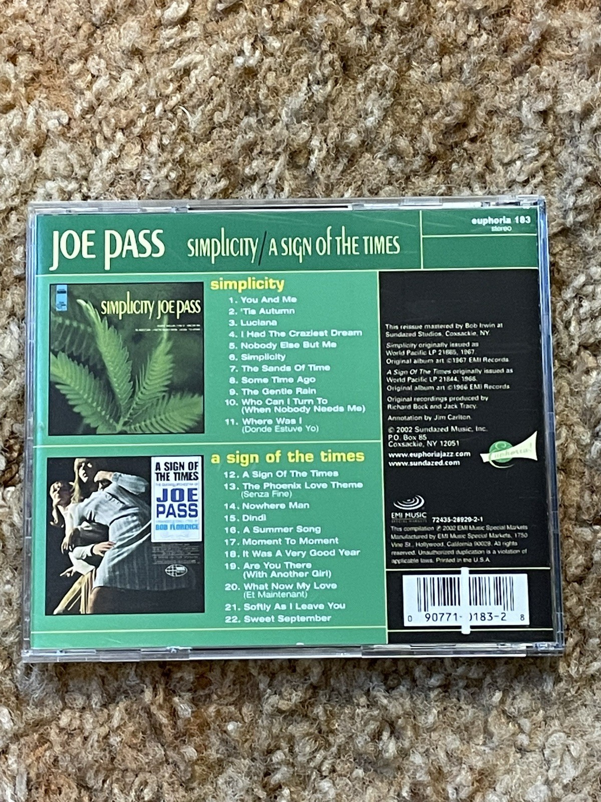 Joe Pass–“Simplicity/A Sign of the Times” 2 albums on 1 CD!