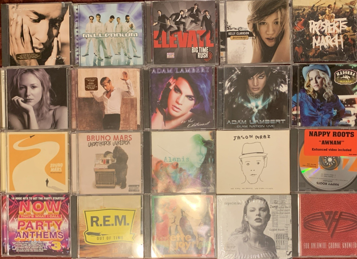 20-CD 1990s Bruno Mars ADAM LAMBERT Taylor Swift COLDPLAY Madonna Jaxon Mraz CDs