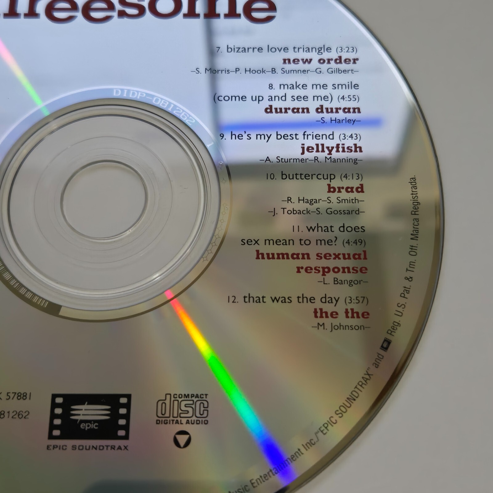 Threesome Soundtrack Disc Only 1994 General Public Tears For Fears New Order