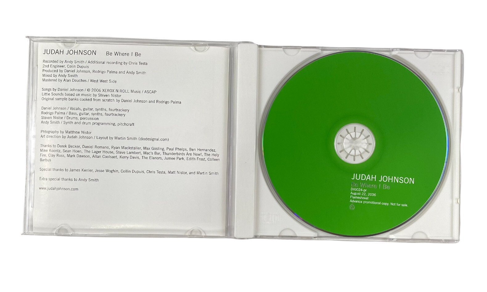 Judah Johnson – Be Where I Be (CD, 2006 Flameshovel Records) Promo Copy – Indie