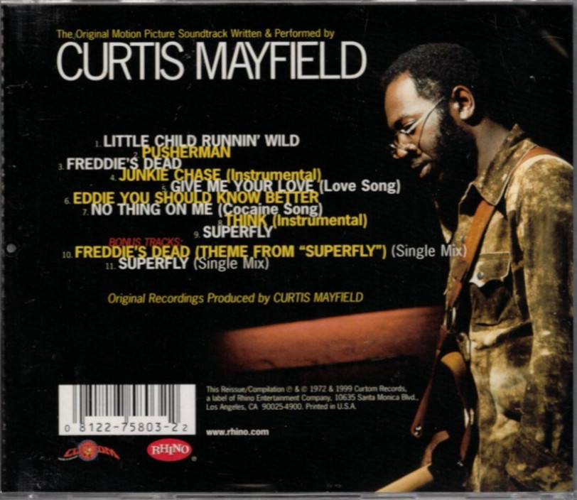 Superfly Soundtrack by Curtis Mayfield (CD, 1999, Rhino) Bonus Tracks VERY GOOD+