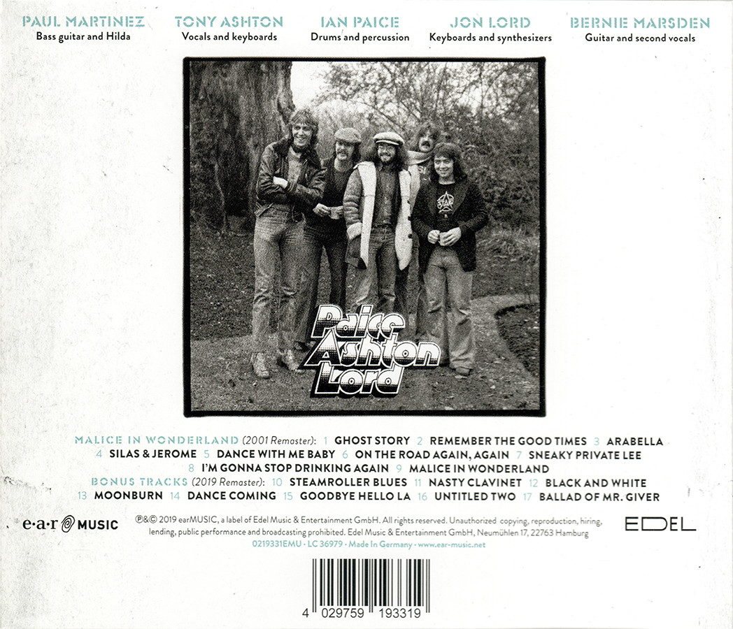 Paice Ashton Lord ~ Malice In Wonderland (1977) CD 2019 Ear Music •• NEW ••