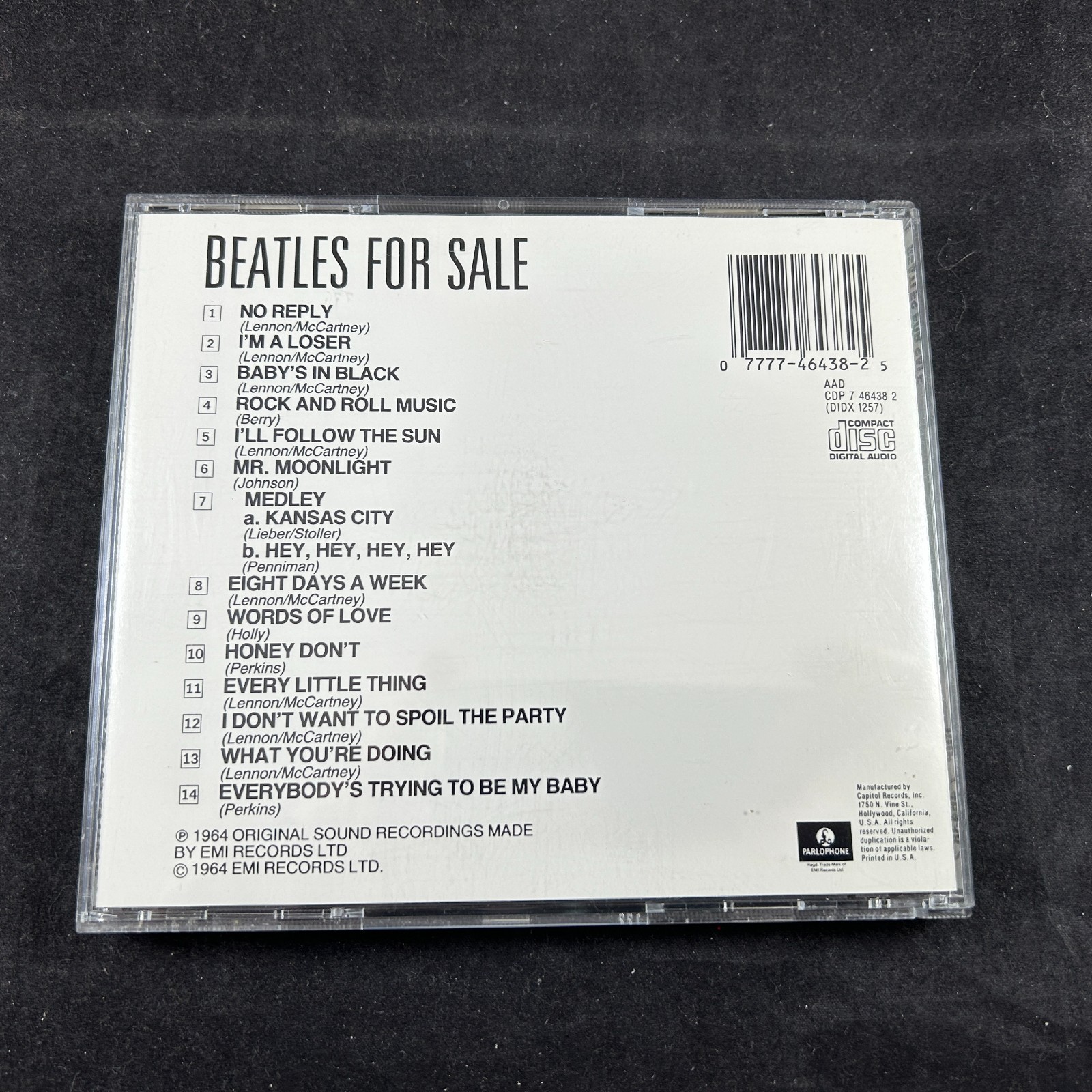 THE BEATLES FOR SALE 1964 CD COMPACT DISC PARLOPHONE MADE IN WEST GERMANY RARE