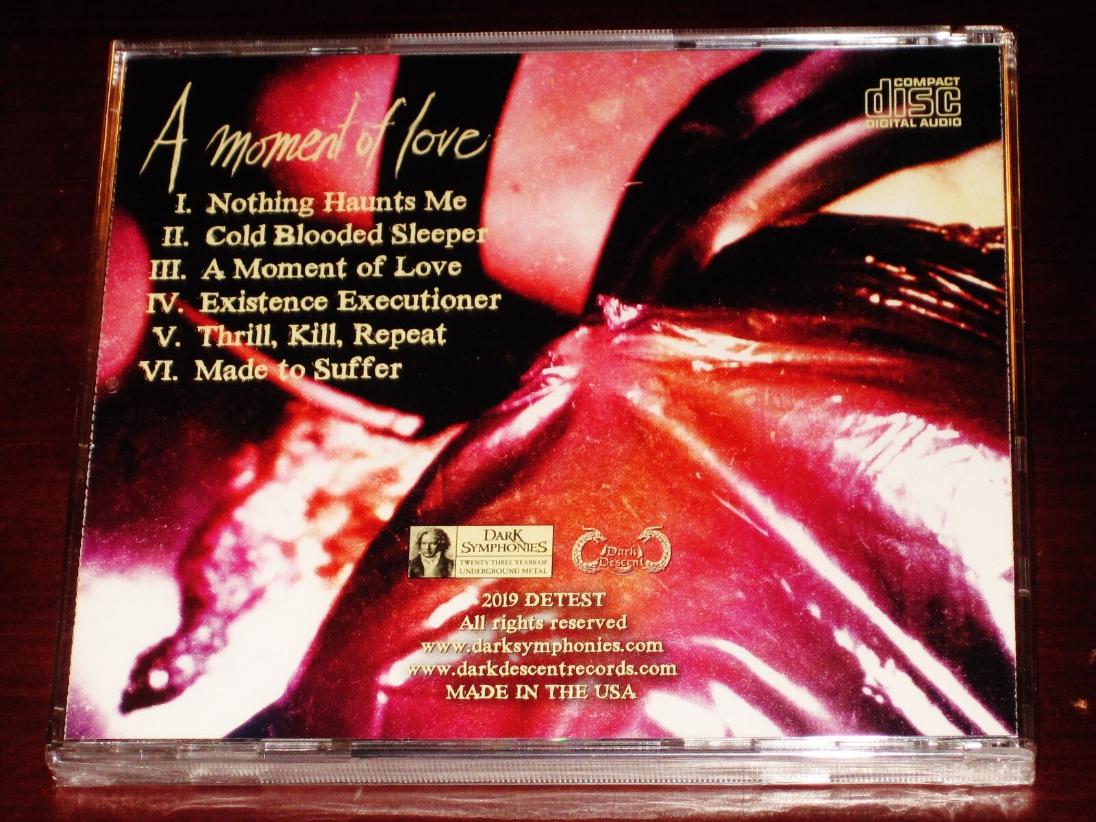Detest: A Moment Of Love CD 2019 Dark Descent / Dark Symphonies USA DARK 114 NEW