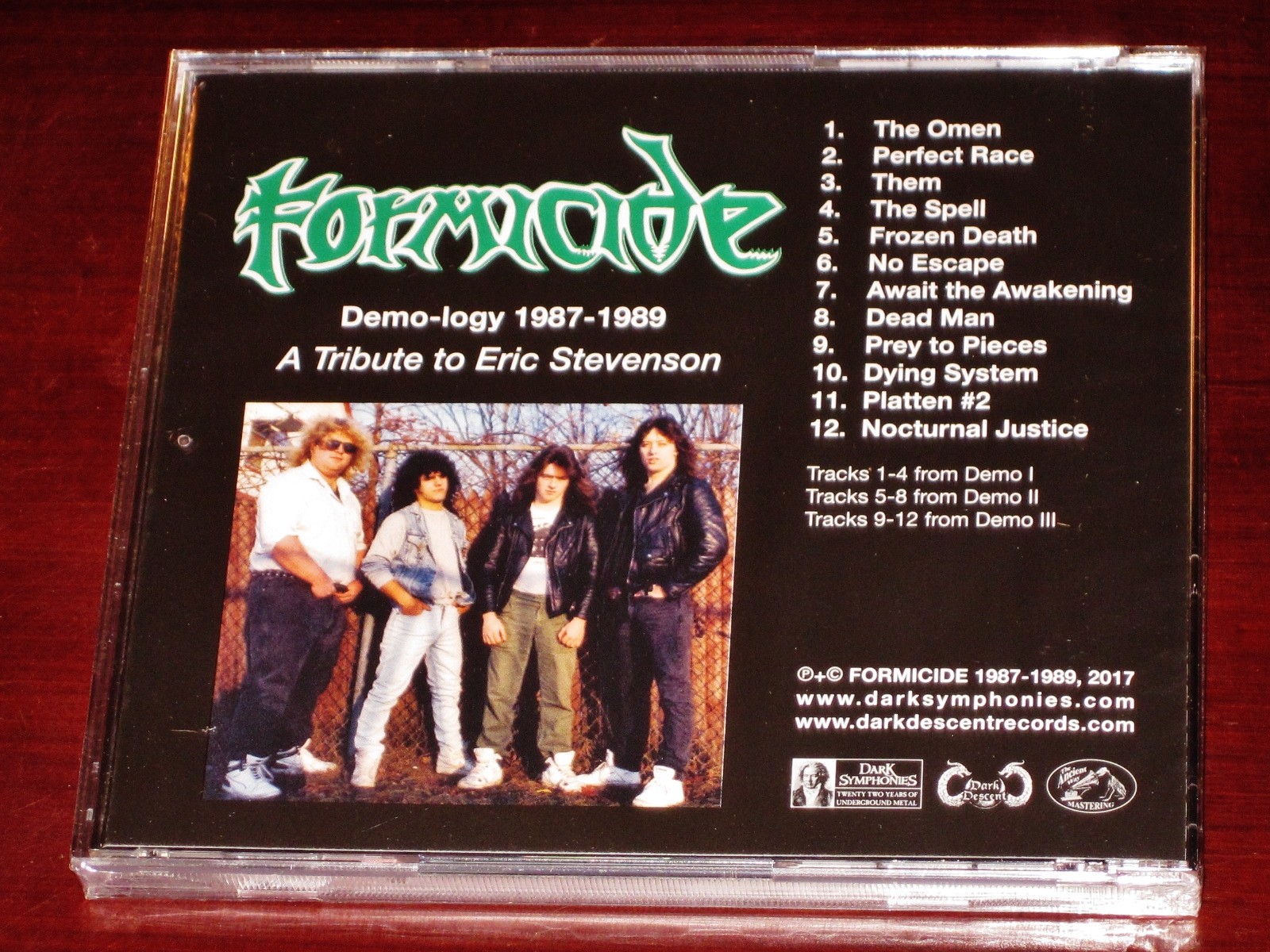 Formicide: Demo-logy 1987-1989 – A Tribute To Eric Stevenson CD 2017 DARK 92 NEW
