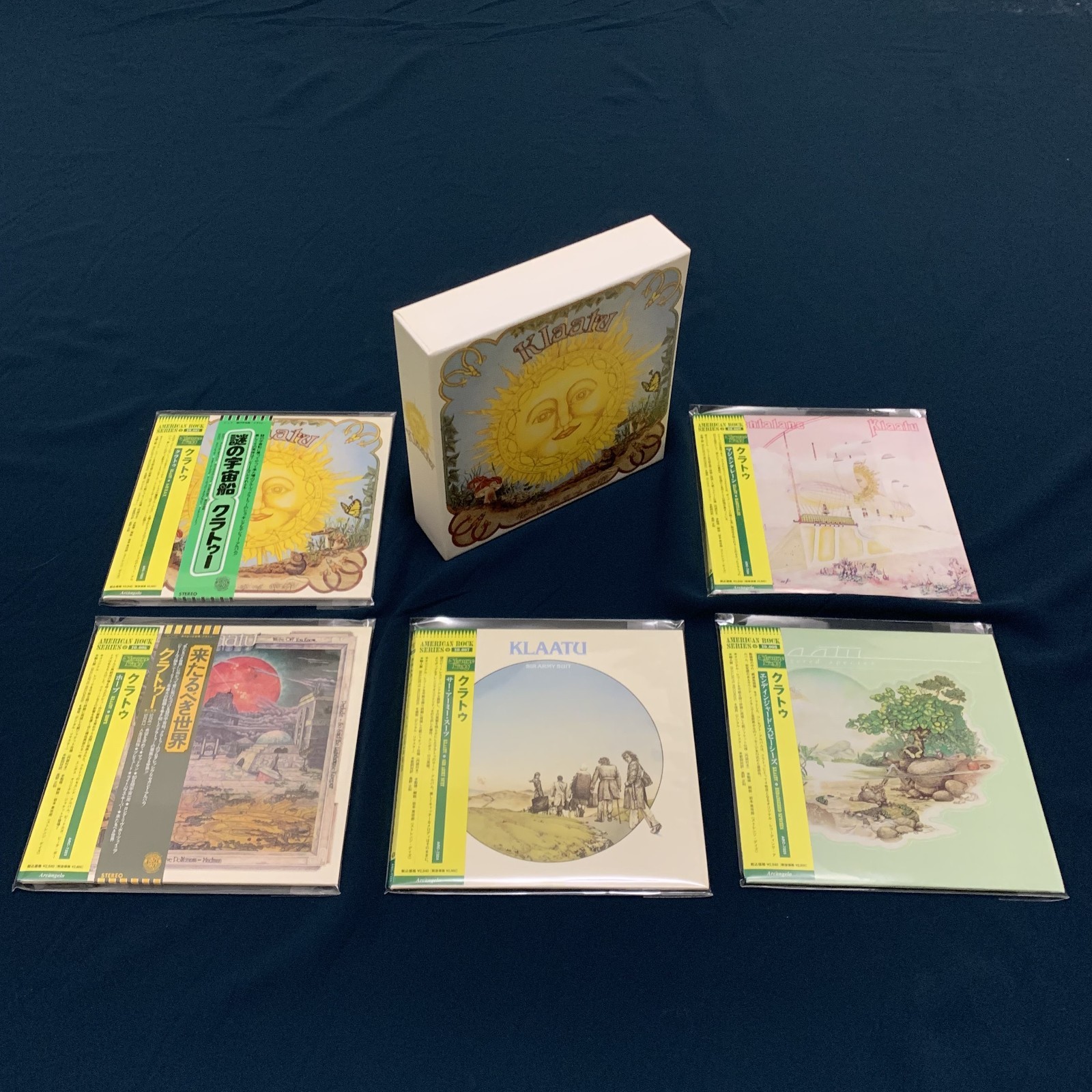 KLAATU JAPAN 5 MINI LP CD PROMO BOX SET ARC 7322~26 OBI 2 PROMO OBI
