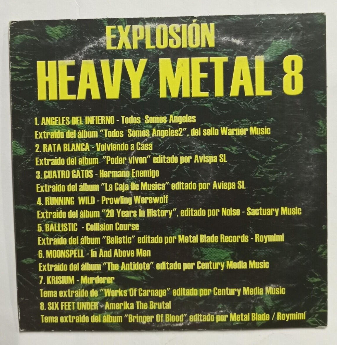 EXPLOSION HEAVY METAL 8 FEAT. RATA BLANCA, 2003 SPANISH CD ALBUM, PROMO