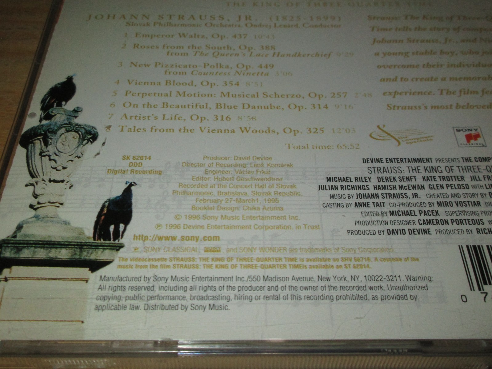 Music From The Film Strauss by The Slovak Philharmonic Orchestra (CD, 1996 Sony)