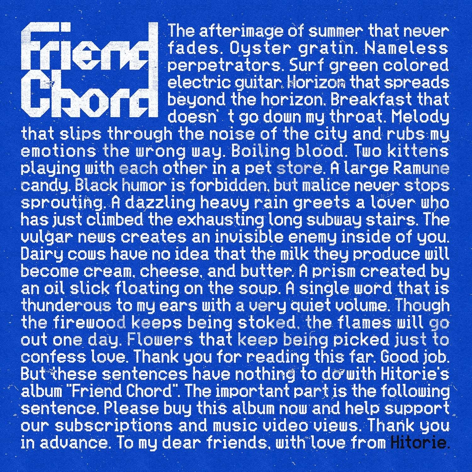 HITORIE Friend Chord From Japan CD 10tracks Music