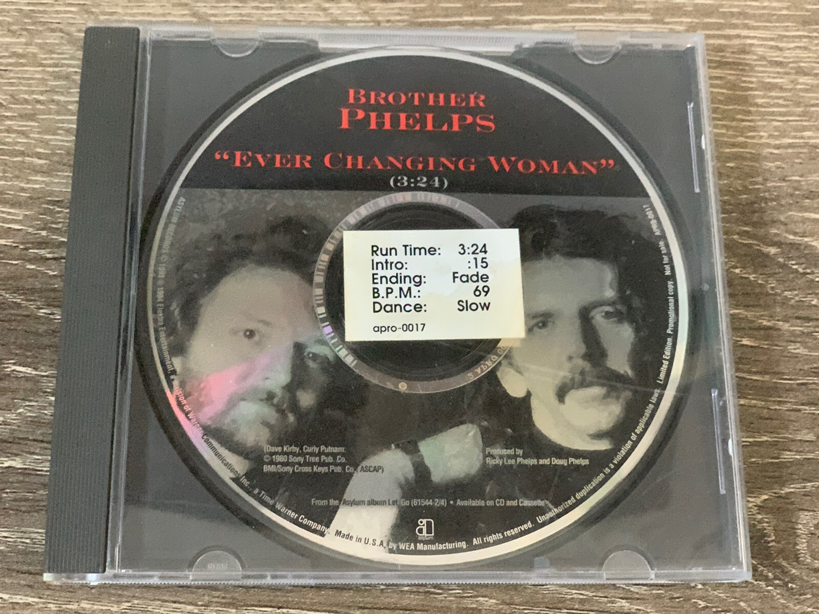 BROTHER PHELPS – Ever-Changing Woman (1994) LIMITED EDITION Promo CD – Asylum
